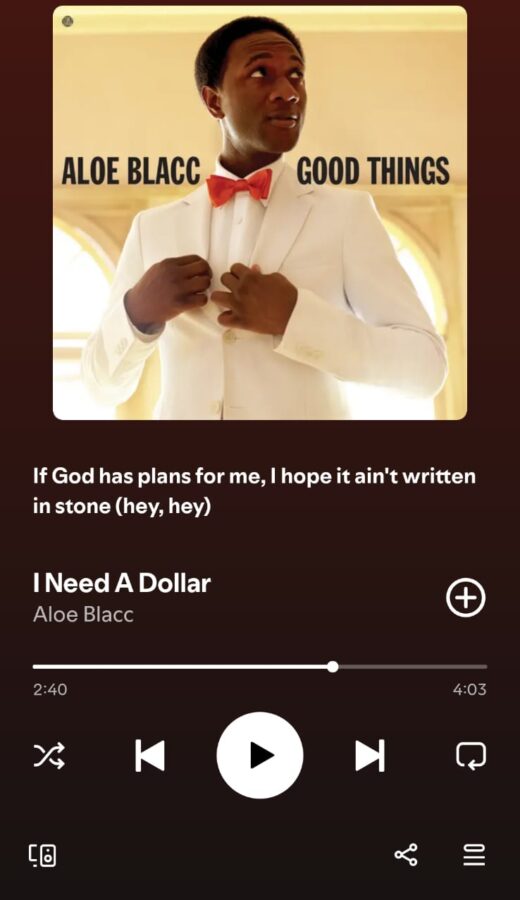 I Need A Dollar by Aloe Blacc on 2026InSongs