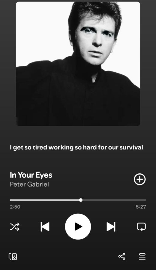In Your Eyes by Peter Gabriel on 2026 In Songs